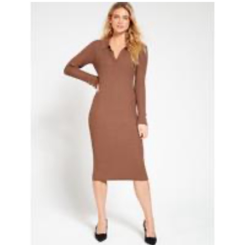 Love Tree Ribbed Brown Knit Dress. Size L